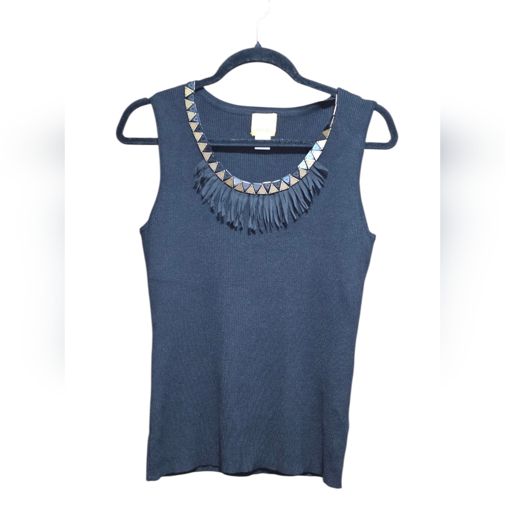 Ruby Rd Beaded & Fringe Neckline Tanktop - Picture 4 of 10
